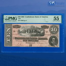 T-68 1864 $10 Confederate States Of America Currency, PMG 55