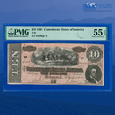T-68 1864 $10 Confederate States Of America Currency, PMG 55 EPQ