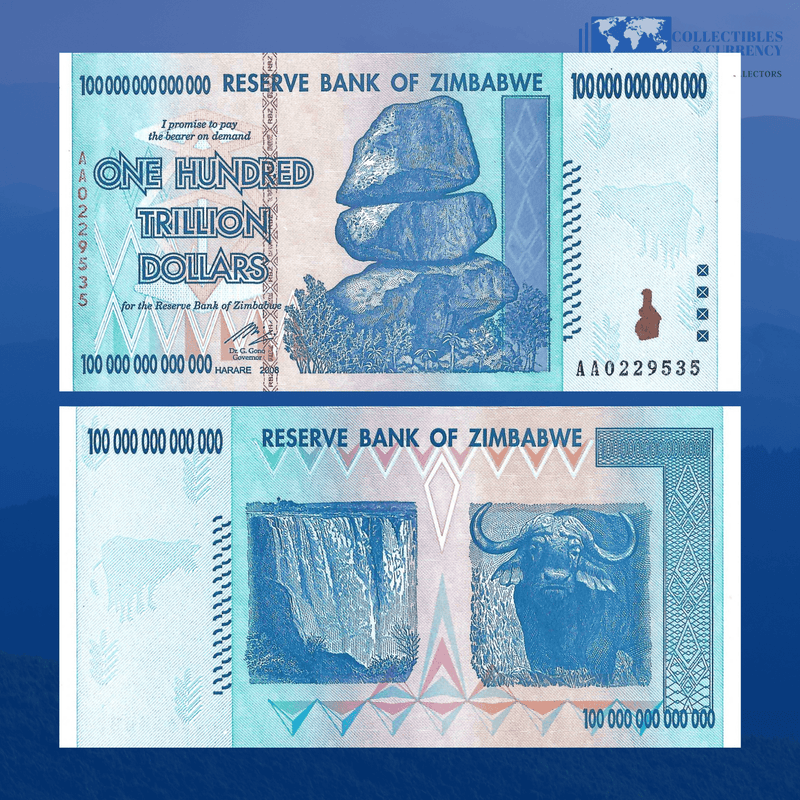 Zimbabwe Banknotes / Circulated 100 Trillion Zimbabwe Dollar 2008 AA ( Circulated )