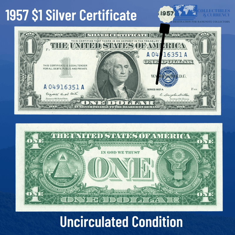 1957 $1 One Dollar Silver Certificate Blue Seal Uncirculated Conditio 1957 $1 One Dollar Silver Certificate Blue Seal Uncirculated Conditio