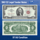 Legal Tender Note / About Uncirculated 1963 $2 Legal Tender Note Red Seal - AU Condition