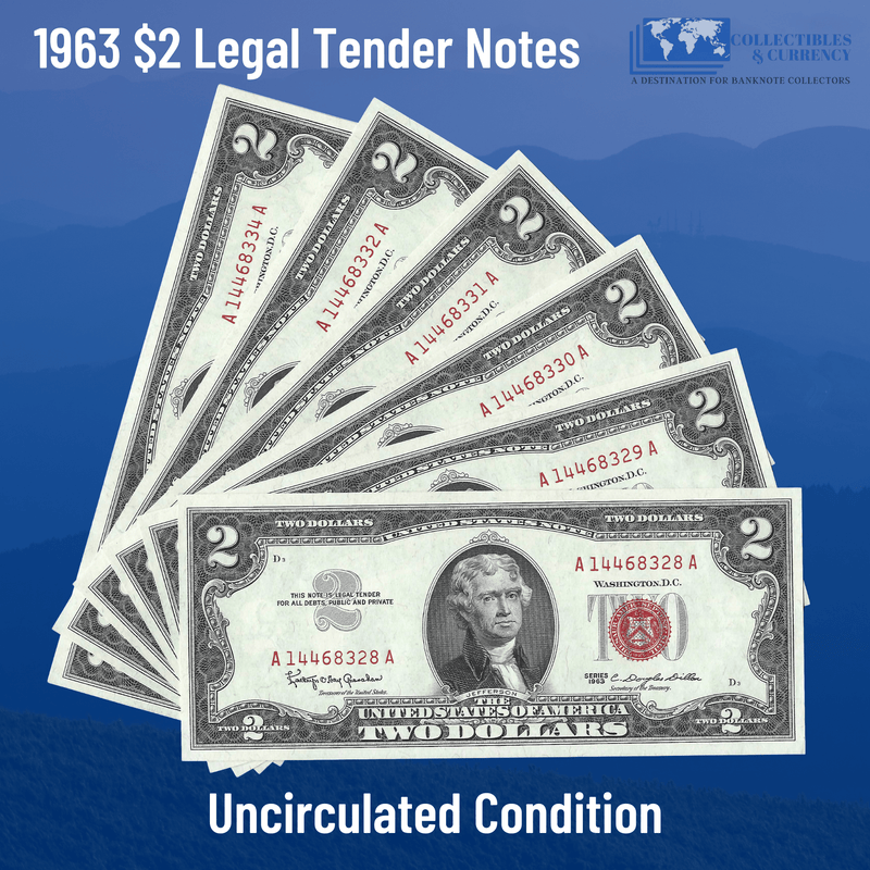 Legal Tender Note / Uncirculated 1963 $2 Legal Tender Note Red Seal - UNC Condition