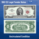 Legal Tender Note / Uncirculated 1963 $2 Legal Tender Note Red Seal - UNC Condition