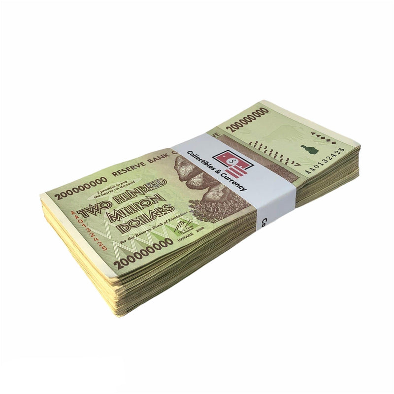200 Million Zimbabwe Dollar 2008 Circulated ( Bundle of 100 )