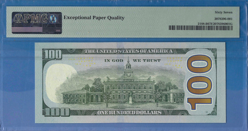 FRN / Uncirculated / 2013 2013 FRN $100 One Hundred Dollars Bill New York, MB73333337G, PMG 67