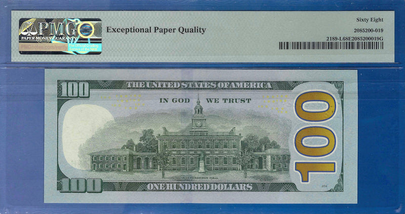 FRN / Uncirculated / 2017A 2017A FRN $100 One Hundred Dollars Bill San Francisco, PL42222224H, PMG 68