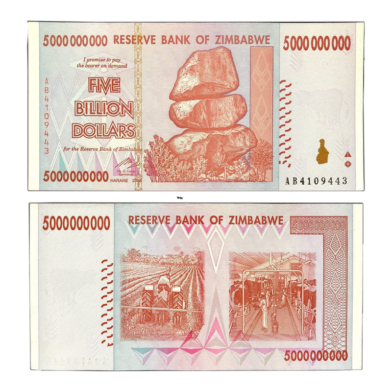 Zimbabwean Dollar / Uncirculated 5 Billion Zimbabwe Dollar 2008 AB ( Uncirculated )