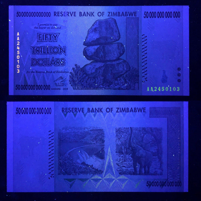 Zimbabwe Banknotes / Circulated 50 Trillion Zimbabwe Dollar 2008 AA ( Lightly Circulated )