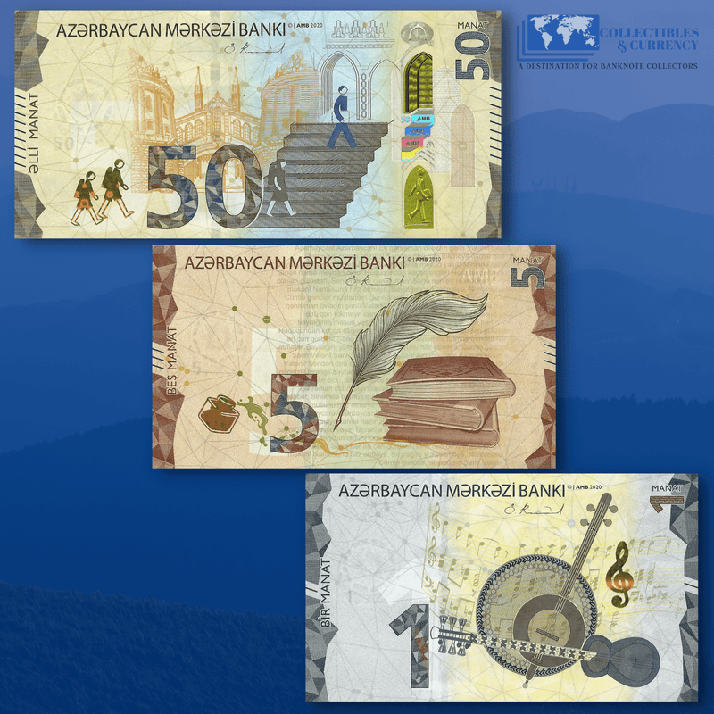 Azerbaijan Banknote / Uncirculated Azerbaijan Set of 3 Pcs 2020 1-5-50 Manat