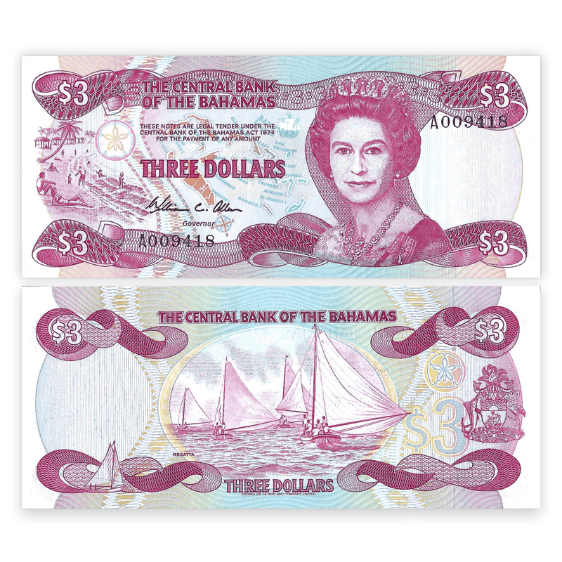 Bahamas Banknote / Uncirculated Bahamas 1986 3 Dollar | P-44