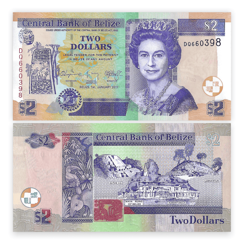 Belize Banknote / Uncirculated Belize 2017 2 Dollar | P-66