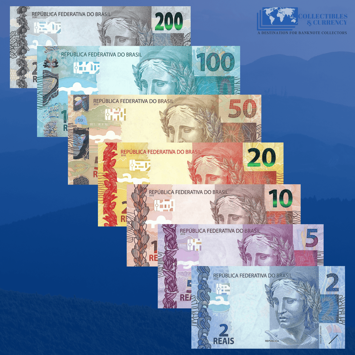 Brazil Set 7 Pcs 2-5-10-20-50-100-200 Reais 2020/2021 | P-252/W258