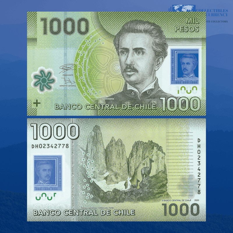 Chile Banknotes / Uncirculated Chile Set 5 Pcs 1000-2000-5000-10000-20000 Pesos 2016/2021 | P-161/165