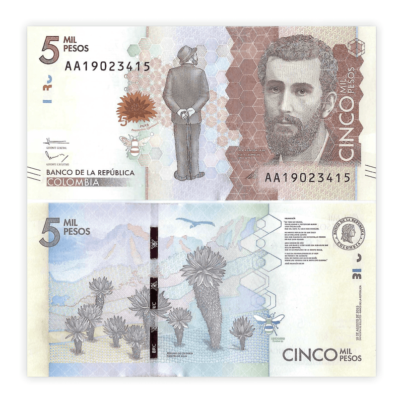 Columbia Banknotes / Uncirculated Columbia Set of 2 Pcs 2000-5000 Peso