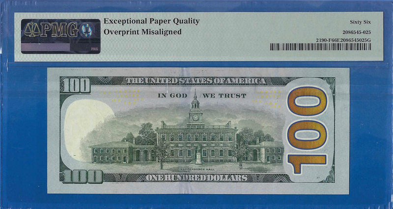 FRN / Uncirculated / 2006A Copy of 2006A FRN $100 One Hundred Dollars Bill Chicago, KG00066000B, PMG 66