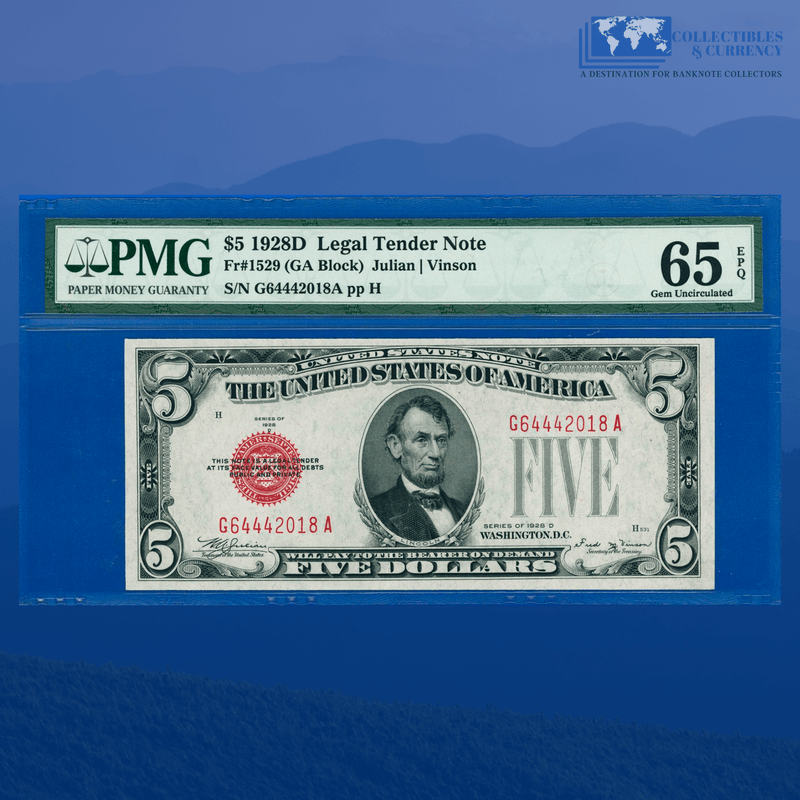 Copy of Fr.1528 1928C $5 Five Dollars Legal Tender Note, PMG 65 EPQ