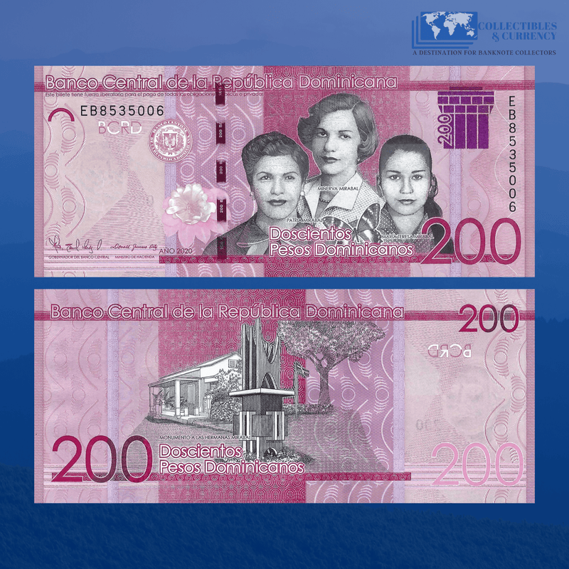 Dominica Banknotes / Uncirculated Dominican Republic Set 3 Pcs 50-100-200 Pesos 2019/2020