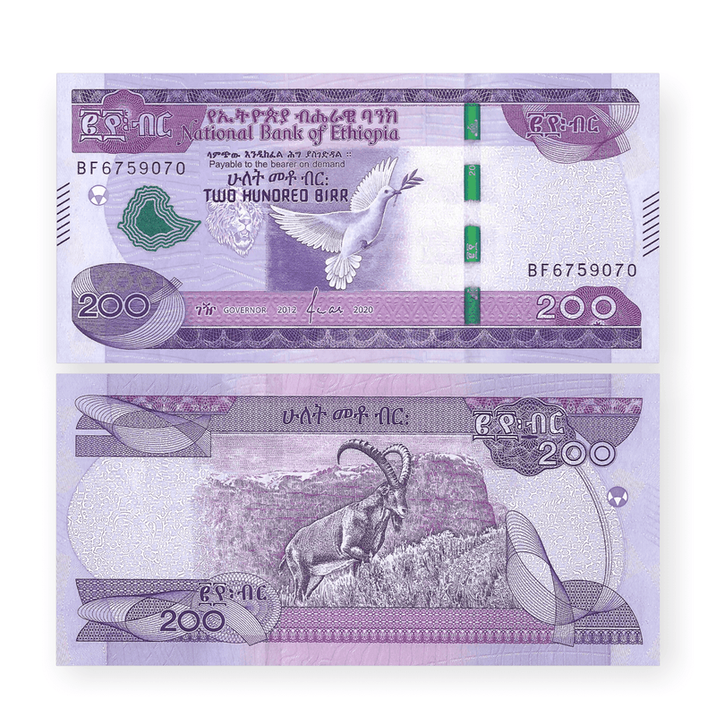 Ethiopia Banknotes / Uncirculated Ethiopia Set of 4 Pcs 2020 10-50-100-200 Birr