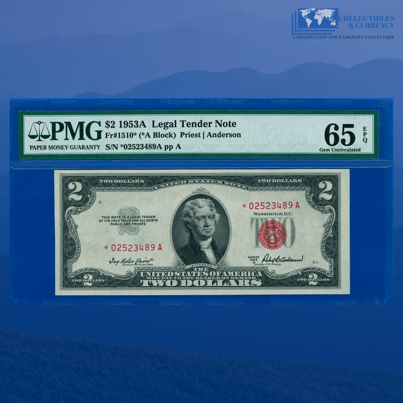 Fr.1510* 1953A $2 Two Dollars Legal Tender Star Note, PMG 65 EPQ