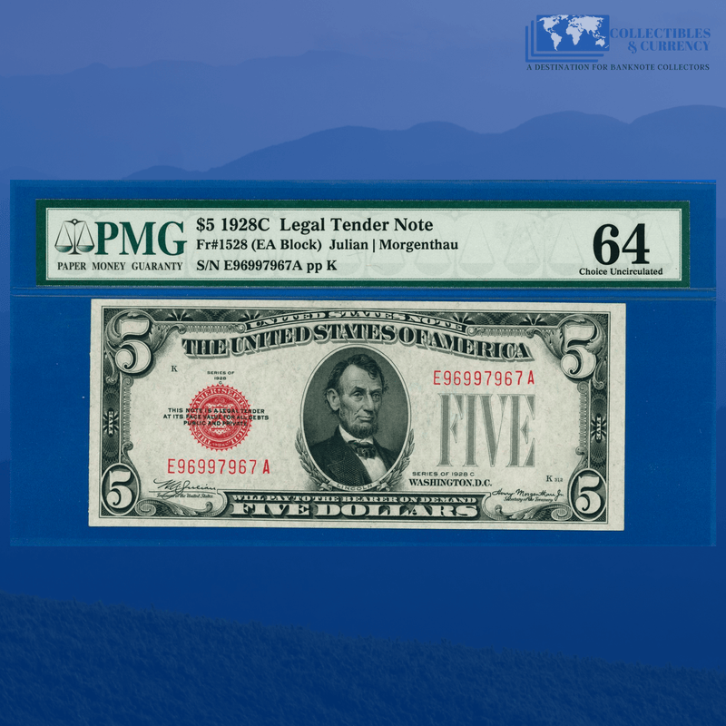 Fr.1528 1928C $5 Five Dollars Legal Tender Note, PMG 64