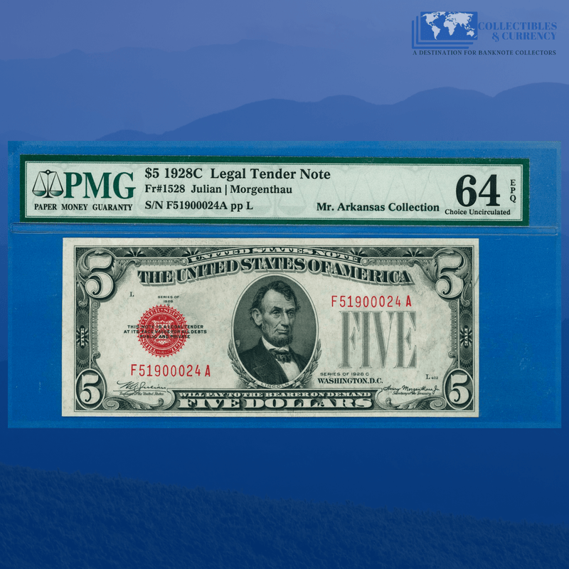 Fr.1528 1928C $5 Five Dollars Legal Tender Note, PMG 64 EPQ