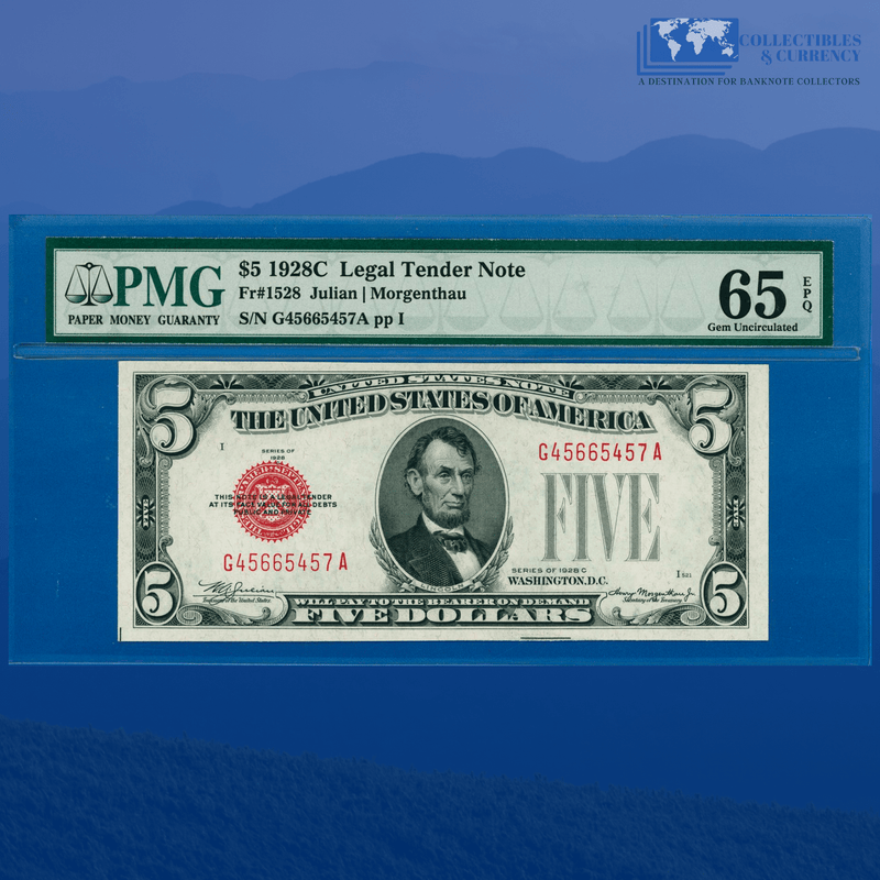 Copy of Fr.1528 1928C $5 Five Dollars Legal Tender Note, PMG 64