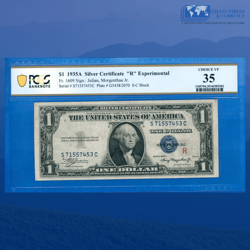 Fr.1609 1935A $1 One Dollar Silver Certificate "R" Experimental, PCGS 35
