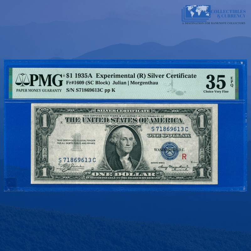 Fr.1609 1935A $1 One Dollar Silver Certificate "R" Experimental, PMG 35 EPQ