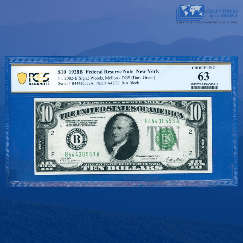 Fr.2002-B 1928B $10 Ten Dollars Federal Reserve Note New York, PCGS 63