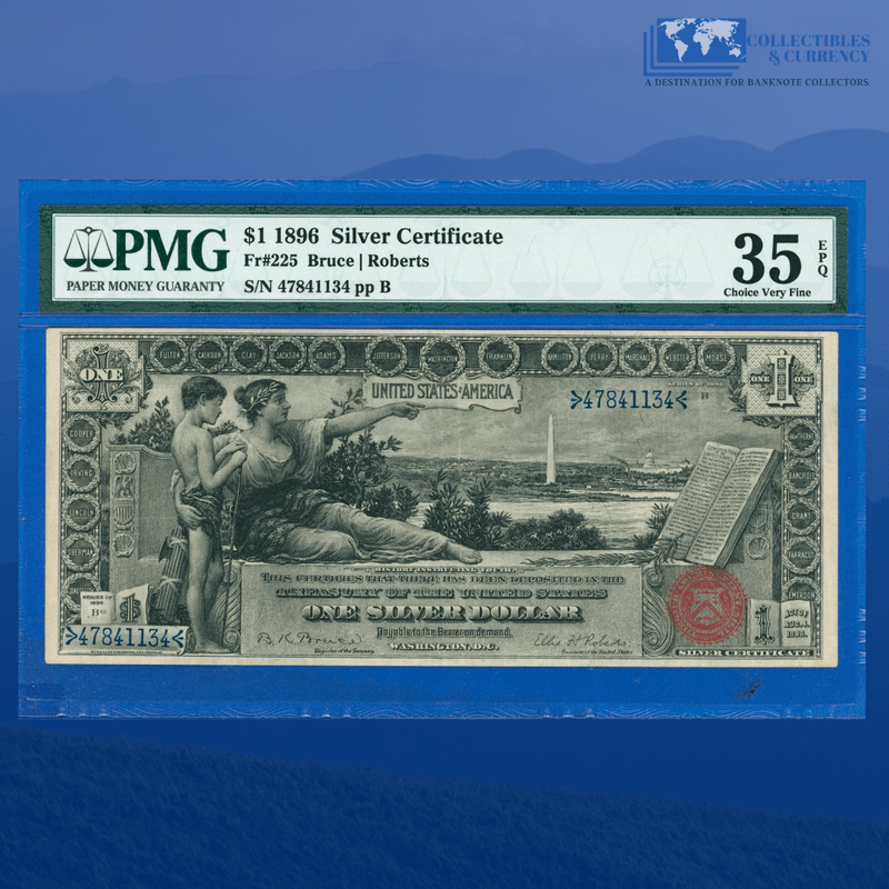 Fr.225 1896 $1 One Dollar Silver Certificate "EDUCATIONAL NOTE", PMG 35 EPQ