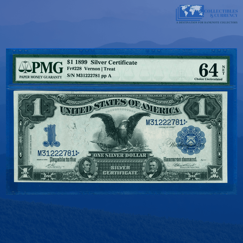 Fr.228 1899 $1 One Dollar Silver Certificate "BLACK EAGLE", PMG 64 NET