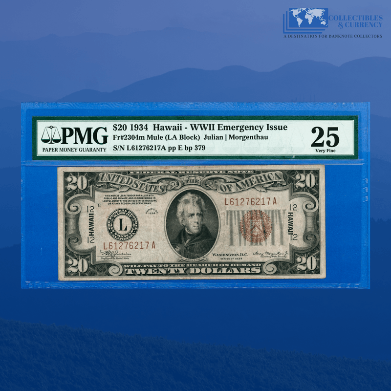 Fr.2304m 1934 $20 Twenty Dollars Federal Reserve Note Mule "HAWAII", PMG 25