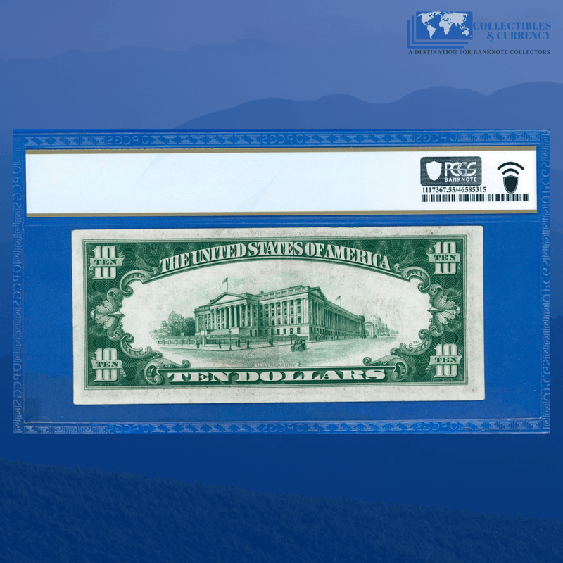 Fr.2309 1934A $10 Silver Certificate Yellow Seal "North Africa", PCGS 55