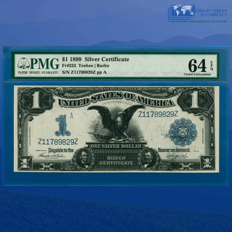Fr.233 1899 $1 One Dollar Silver Certificate "BLACK EAGLE", PMG 64 EPQ