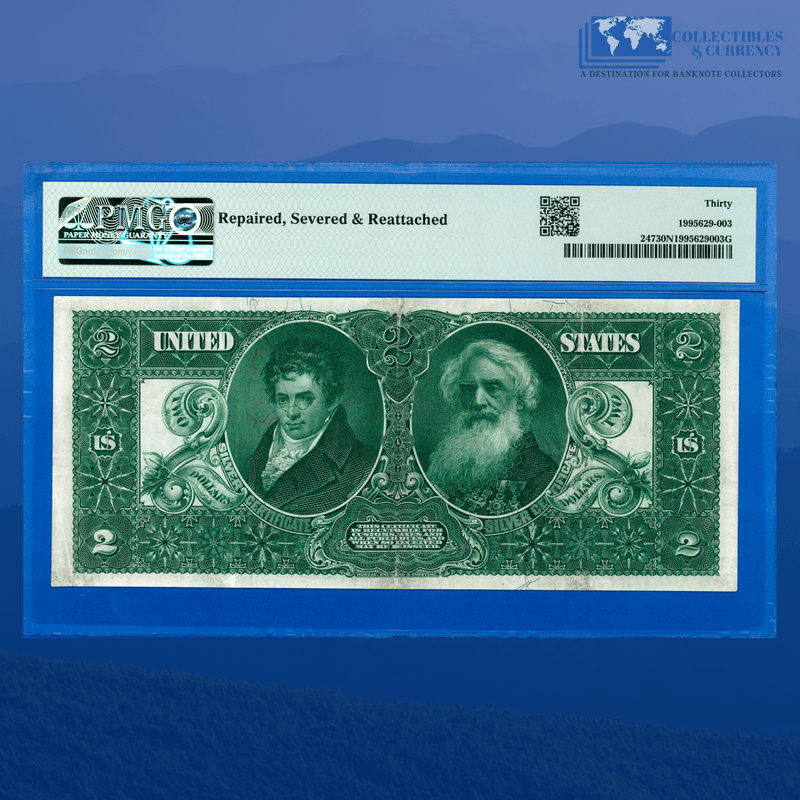 Fr.247 1896 $2 Two Dollars Silver Certificate "EDUCATIONAL NOTE", PMG 30