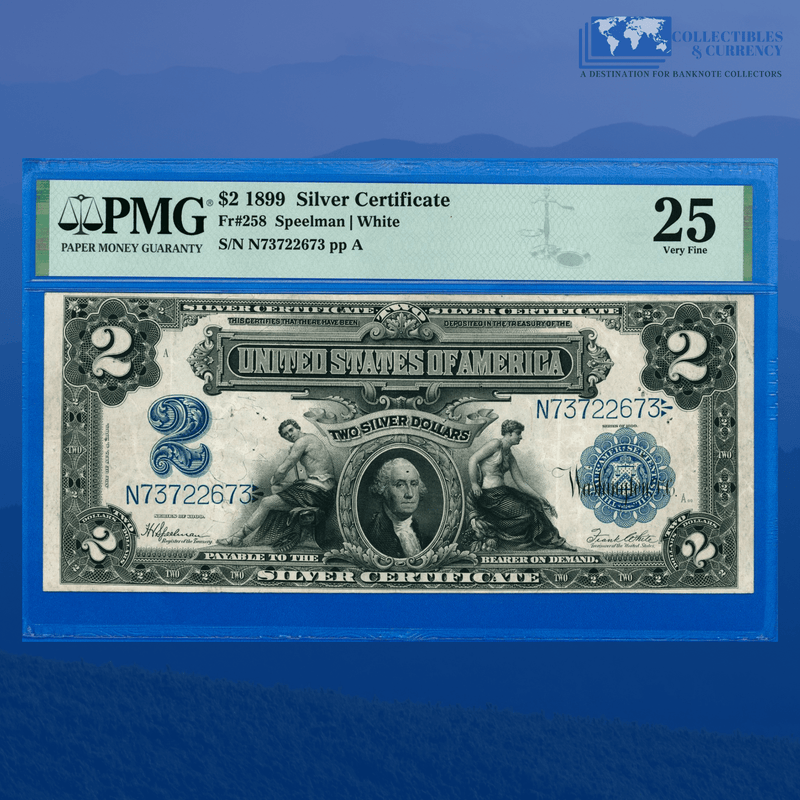Fr.251 1899 $2 Two Dollars Silver Certificate "MINI PORTHOLE", PMG 25 Comment