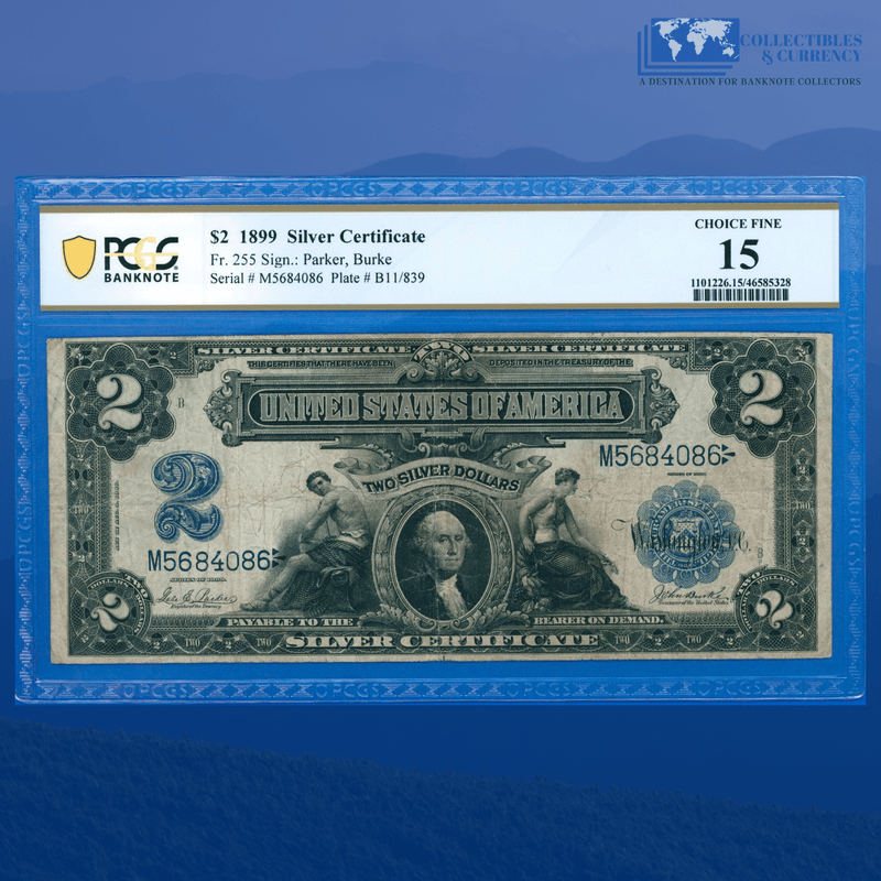 Fr.255 1899 $2 Two Dollars Silver Certificate "MINI PORTHOLE", PCGS 15