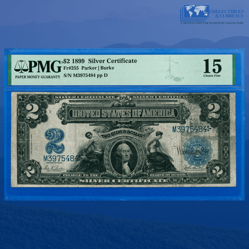 Fr.255 1899 $2 Two Dollars Silver Certificate "MINI PORTHOLE", PMG 15