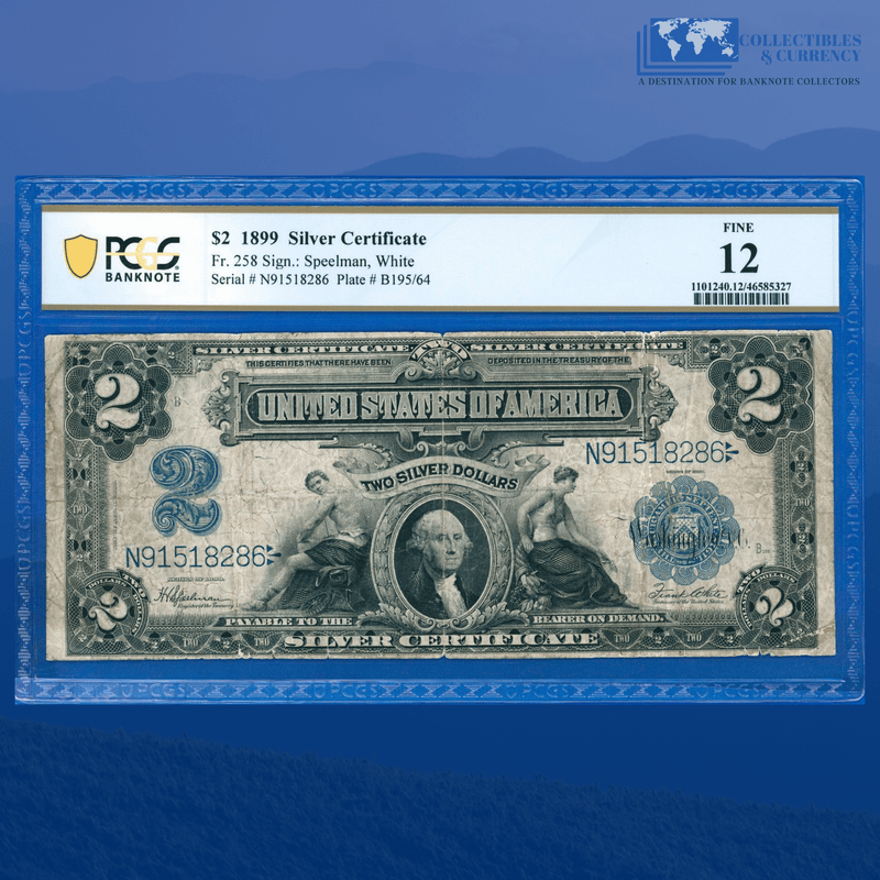 Fr.258 1899 $2 Two Dollars Silver Certificate "MINI PORTHOLE", PCGS 12