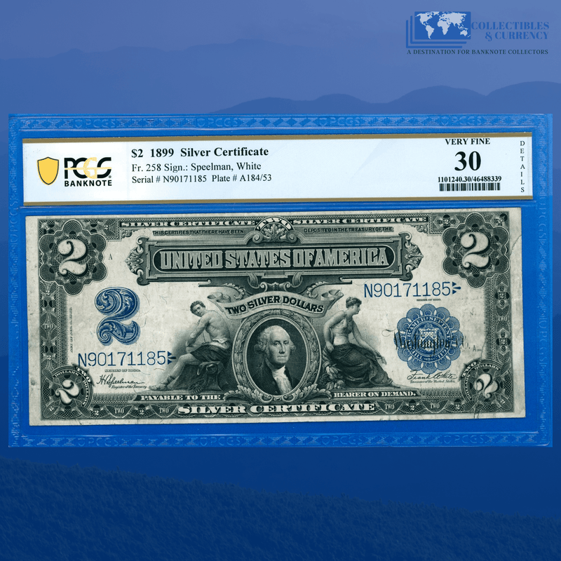 Fr.258 1899 $2 Two Dollars Silver Certificate "MINI PORTHOLE", PCGS 30