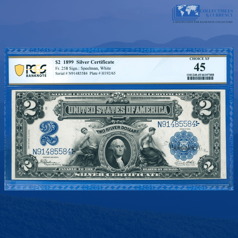 Fr.258 1899 $2 Two Dollars Silver Certificate "MINI PORTHOLE", PCGS 45