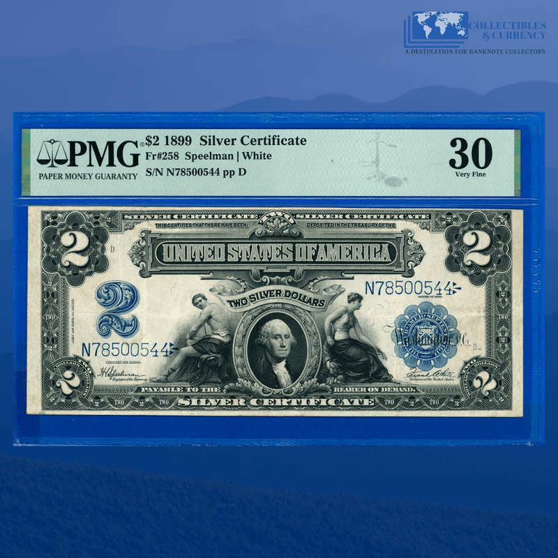 Fr.258 1899 $2 Two Dollars Silver Certificate "MINI PORTHOLE", PMG 30