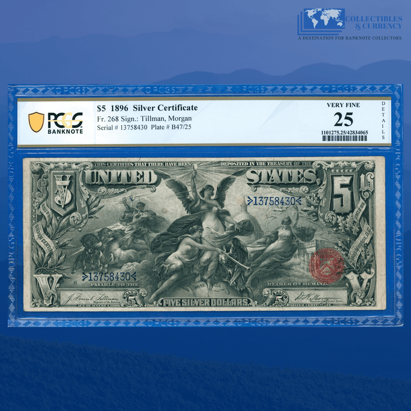 Fr.268 1896 $5 Five Dollars Silver Certificate "EDUCATIONAL NOTE", PCGS 25