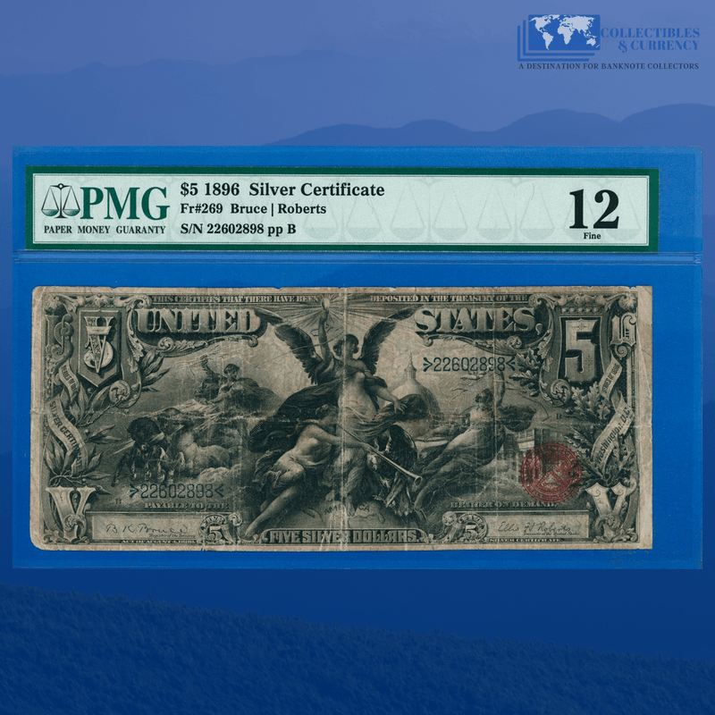 Fr.269 1896 $5 Five Dollars Silver Certificate "EDUCATIONAL NOTE", PMG 12