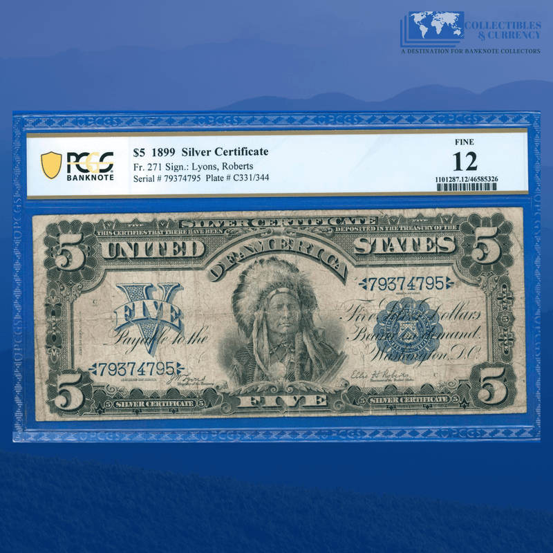 Fr.271 1899 $5 Five Dollars Silver Certificate "CHIEF NOTE", PCGS 12