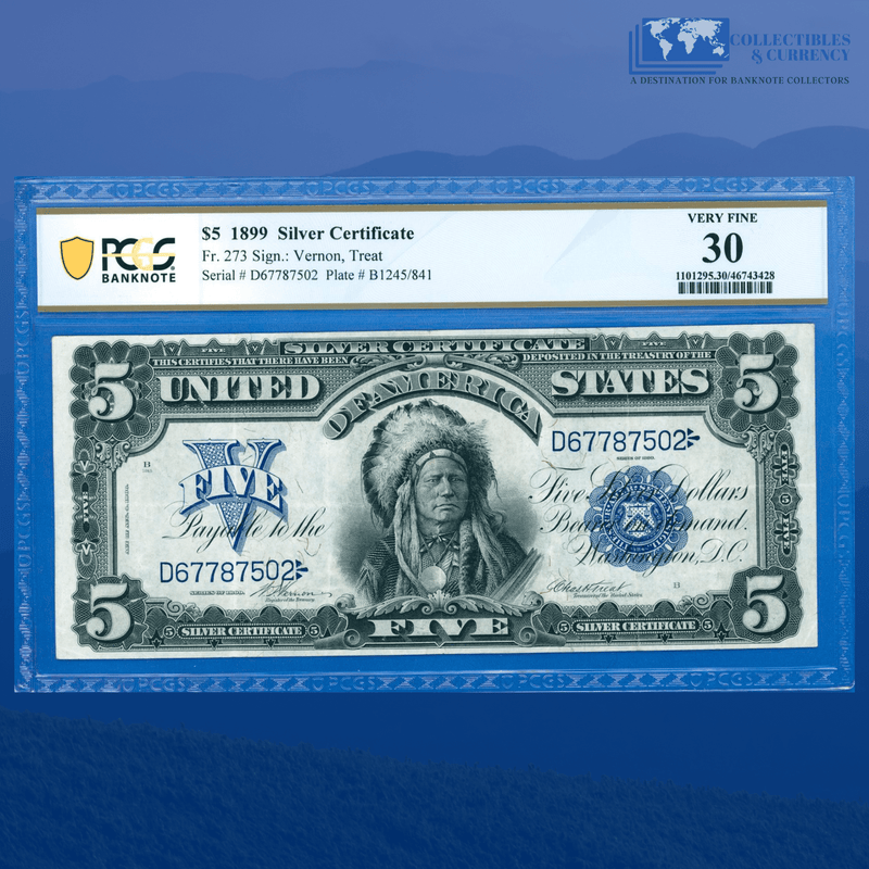 Copy of Fr.277 1899 $5 Five Dollars Silver Certificate "CHIEF NOTE", PCGS 30