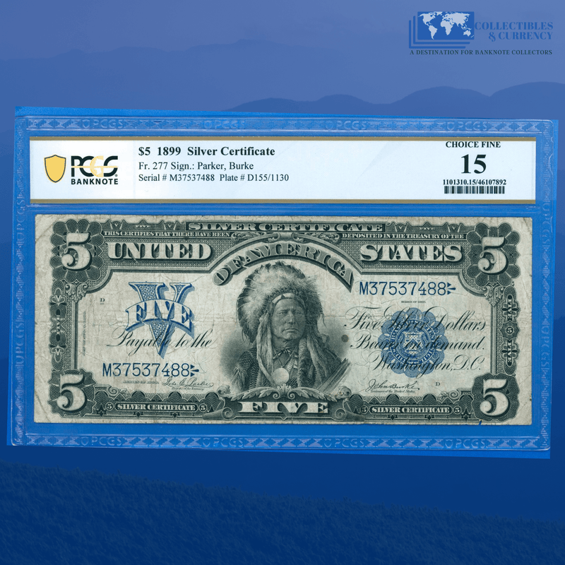 Fr.277 1899 $5 Five Dollars Silver Certificate "CHIEF NOTE", PCGS 15