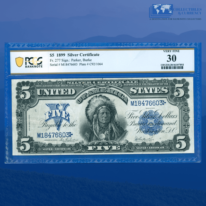 Fr.277 1899 $5 Five Dollars Silver Certificate "CHIEF NOTE", PCGS 30