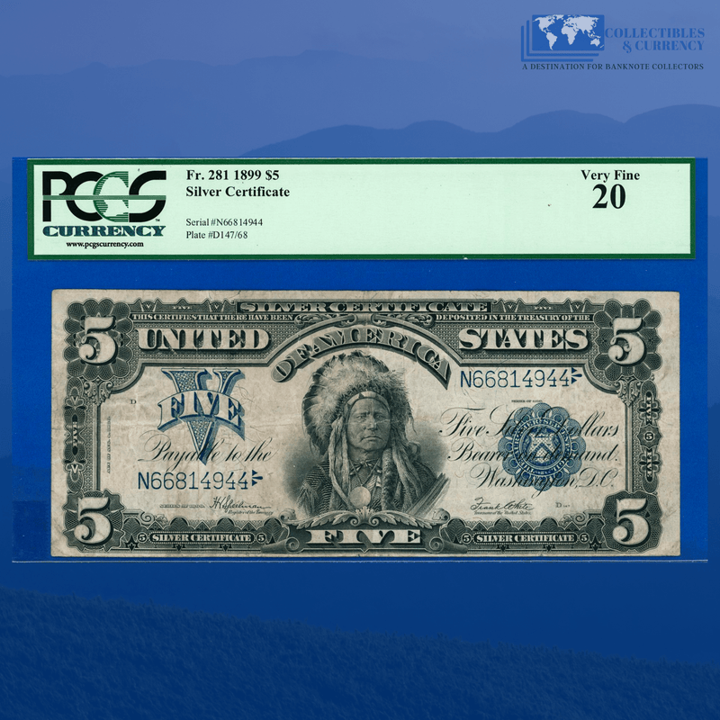 Fr.281 1899 $5 Five Dollars Silver Certificate "CHIEF NOTE", PCGS 20