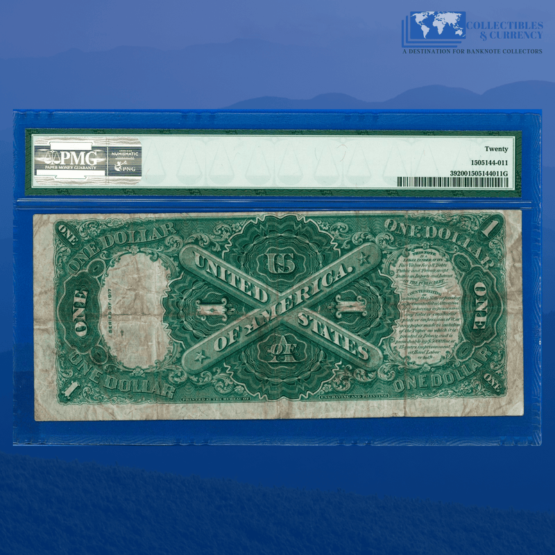 Fr.39 1917 $1 One Dollar Bill "SAWHORSE REVERSE" Legal Tender Note, PMG 20